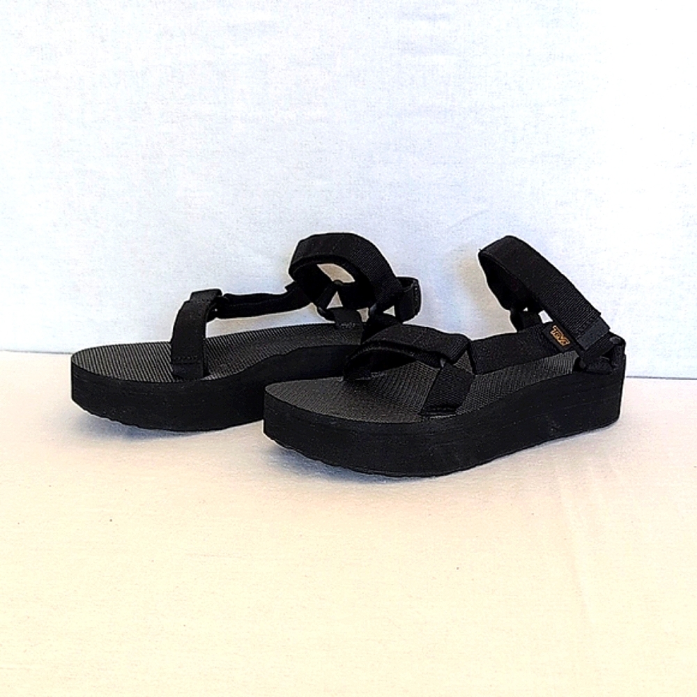 Teva Black Platform Strappy Sandals